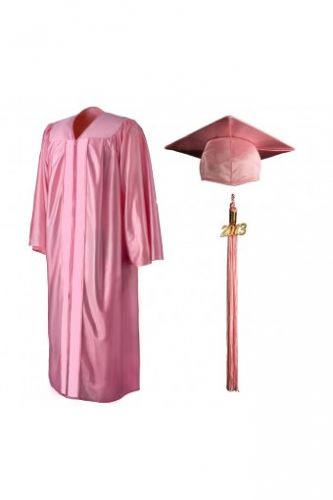 Мантия и шапочка выпускника конфедератка розовая Атлас 