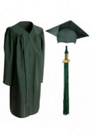 Детская мантия и шапочка конфедератка выпускника с кисточкой 100-120 рост Габардин Тёмно-зелёная
