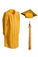 Детская мантия и шапочка конфедератка выпускника с кисточкой 100-120 рост Габардин Желтая