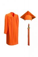 Детская мантия и шапочка конфедератка выпускника с кисточкой 100-120 рост Габардин Оранжевая 