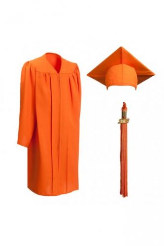 Детская мантия и шапочка конфедератка выпускника с кисточкой 120-150 рост Габардин Оранжевая
