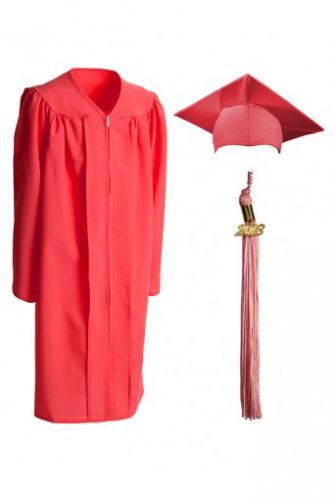 Детская мантия и шапочка конфедератка выпускника с кисточкой 120-150 рост Габардин Розовая