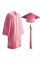 Детская мантия и шапочка конфедератка выпускника с кисточкой розовая, блестящая, дошкольная 116-134 рост.