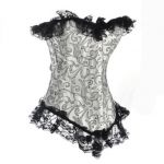 Серый Brocade Fashion Corset с черными кружевами